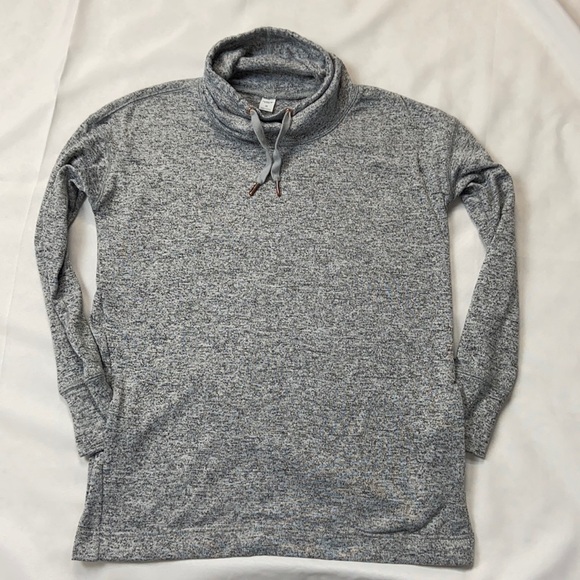 Old Navy Lightweight Cozy Knit Heather Grey Pullover Pocket Cowl Neck Sweatshirt - Picture 10 of 10